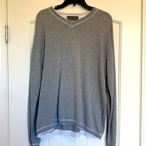 Large Gray V- Neck Sweater